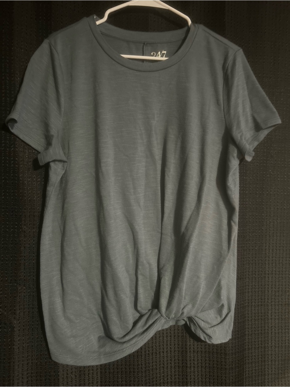 Women's Slate Blue Knot Hem Short Sleeve Tee